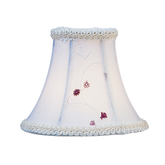 Livex Lighting S221 Chandelier Shade White Embroidered Floral Silk Bell Clip Shade